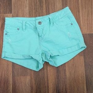 Mint color jean shorts